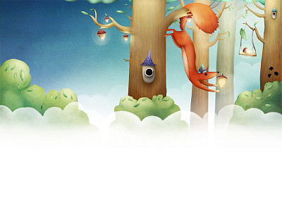 Speeltak Banner banner illustration nature squirrel trees woods