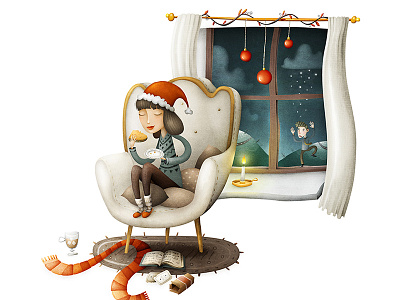 Maite & Frits character christmas digital art illustration magazine sandwich snow window