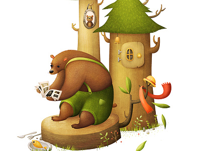 Brown Bear's Besties animal animals bear brown bear endangered species forrest illustration tree woods