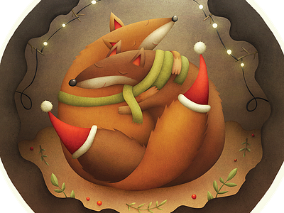 Warm wishes and foxes christmas christmas card foxes illustration postcard