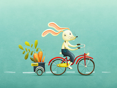 Hare wallpaper animal bike biking desktop hare illustration kids rabbit wallpaper