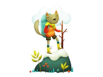 Climb Cat adventure cat character design hiking illustration moutain outdoor print design