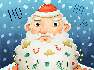 Santa beard christmas christmascard hohoho illustration merry chirstmas santa santaclaus snow