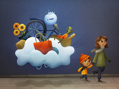 Shopping Cloud blue cloud illustration imagination kids parenting shop shopping