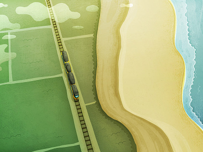 Nederland illustration landscape nederland netherlands sea train trainride transportation travel