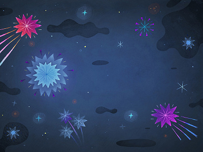 Fireworks blue celebration fireworks illustration newyears night party purple stars