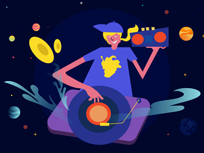 DJ cool creative design illustration music outloud space vector
