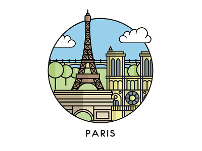 Time for Paris! city eifel tower france illustration line notre dame paris