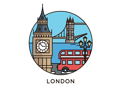 London big ben bus illustration london tower bridge