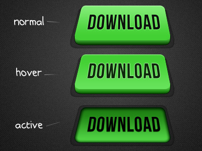 3D Button States 3d active button button states buttons download green hover normal perspective