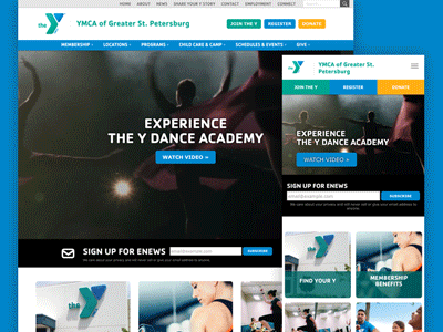 YMCA Homepage background video brand st. petersburg the y website ymca