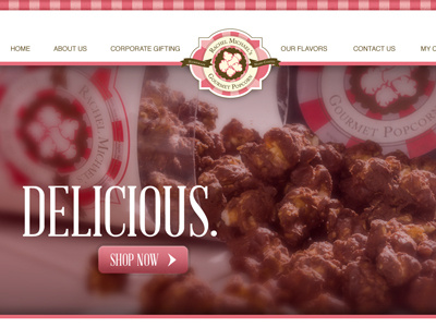 E-commerce Homepage abraham lincoln clean commerce corn delicious e commerce ecommerce flavors food gourmet home modern page pink popcorn shop white