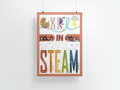 Girls in STEAM design education graphic design illustration poster vector