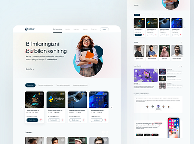 Landign page for online education design ui ux web