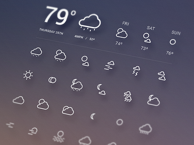 Minimalist weather icons graphic design icon illustrator ios minimalist mobile ui design visual design