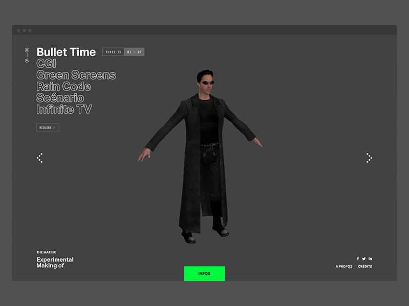 The Matrix — Making of documentary slider special effects matrix web experimental experiment minimal flat clean pierre georges nerval