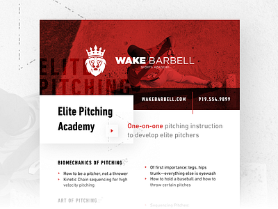 Wake Barbell Pitching Academy Flyer fitness layout print sport