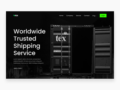TEX-Worldwide shipping company (hero section) branding bw design countainer desain website trend design landing page landing page design saas shipping agency shipping agency landing page ui ui design ux website trend worldwide container worldwide shipping