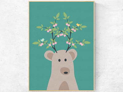 Spring Madness animal art bear illustration spring vector woodland