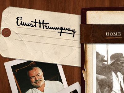 Ernest Hemingway brown celebrity leather paper tag wood