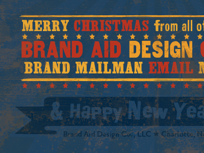 Merry Christmas Footer banner blue brand aid brand mailman christmas ecard email email marketing filters holiday red ribbon stars texture yellow