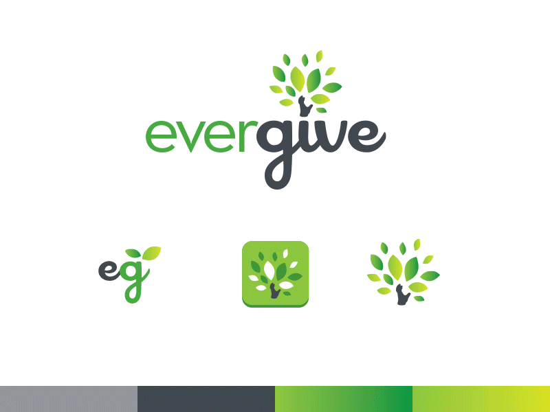 Logopalooza brand aid branding evergive hand identity leaves logo tree