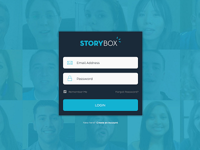 Login Screen brand aid branding form modal storybox ui website