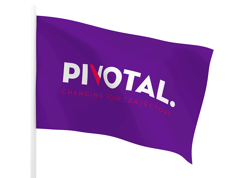 Pivotal. brand brand aid branding business cards flag identity logo v