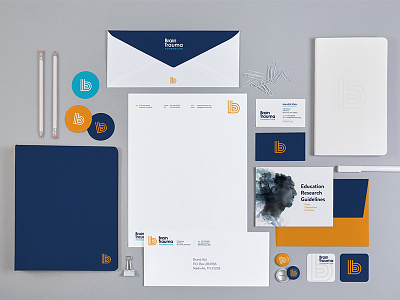 Brain Trauma Foundation b brain brand aid branding business card collateral identity letterhead sidecar stationary