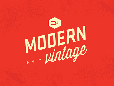 Modern Vintage brand aid cream creme hexagon logo modern red stratum thirsty rough vintage