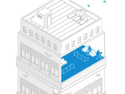 Services communication internet isometric linear office services whitesky city