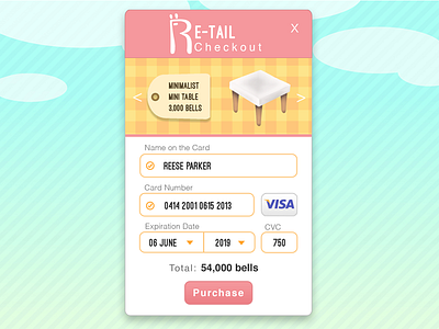 UI 002 : Credit Card Checkout 002 animal crossing card credit daily dailyui games ui video