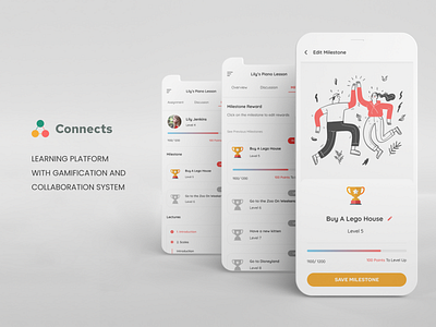 Connects || Learning Platform with Gamification (App Design)