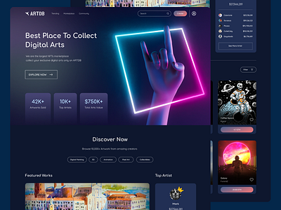 ARTDB || NFTs Marketplace Web Concept app application branding design landing page ui ui design uiux ux ux design web website