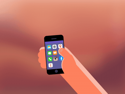 Smartphone 2d animation flappy bird hand instagram phone shape