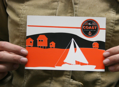 Coast Postcard north carolina outer banks sailboat screen print