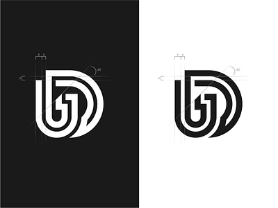 DJ Initial logo animation app apparel branding combination company design graphic design grid icon illustration initial letter logo mark modern motion graphics simple symbol ui