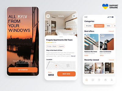 Home Rental App Concept apartment app application booking branding design home rental mobile online rent rental traveling ui ux