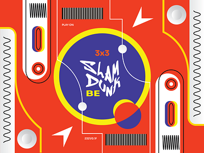 Slam-Dunk° ∆ PlayOn3x3 ©2021 3x3 basketball branding design digital art graphic design illustration line art motion graphics mural poster slam dunk