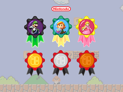 Nintendo Badges app design figma illustration logo ui ux vector