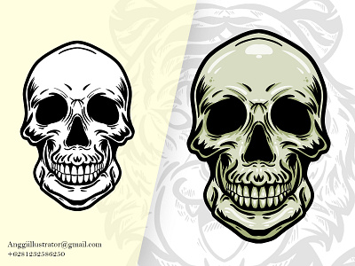 Skull Head Vector Illustration animal cartoon design hand drawn head human illustration man skull vector wildlife