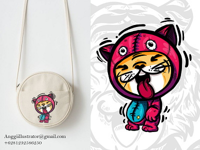 Cute Tiger Illustration For Bag Design animal babby tiger cartoon cute design hand drawn illustration merchandise tiger vector wildlife