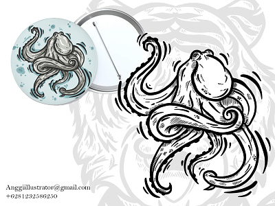 Octopus Doodle vector Illustration animal cartoon design doodle fish hand drawn illustration merchandise prduct design vector wildlife