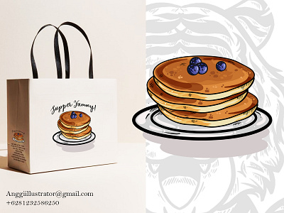 Panecake Vector Illustration For Print animal breakfast cake cartoon design foof hand drawn illustration panecake vector