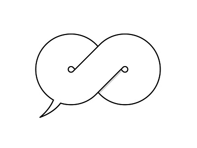 Talking in Circles graphic icon infinity infinity symbol simple speech bubble symbol