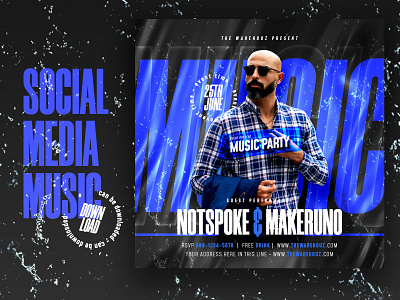Club dj party flyer social media post event