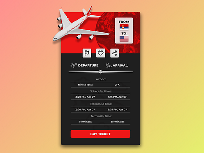 Flight Info Card 3d app design graphic design icon typography ui ux