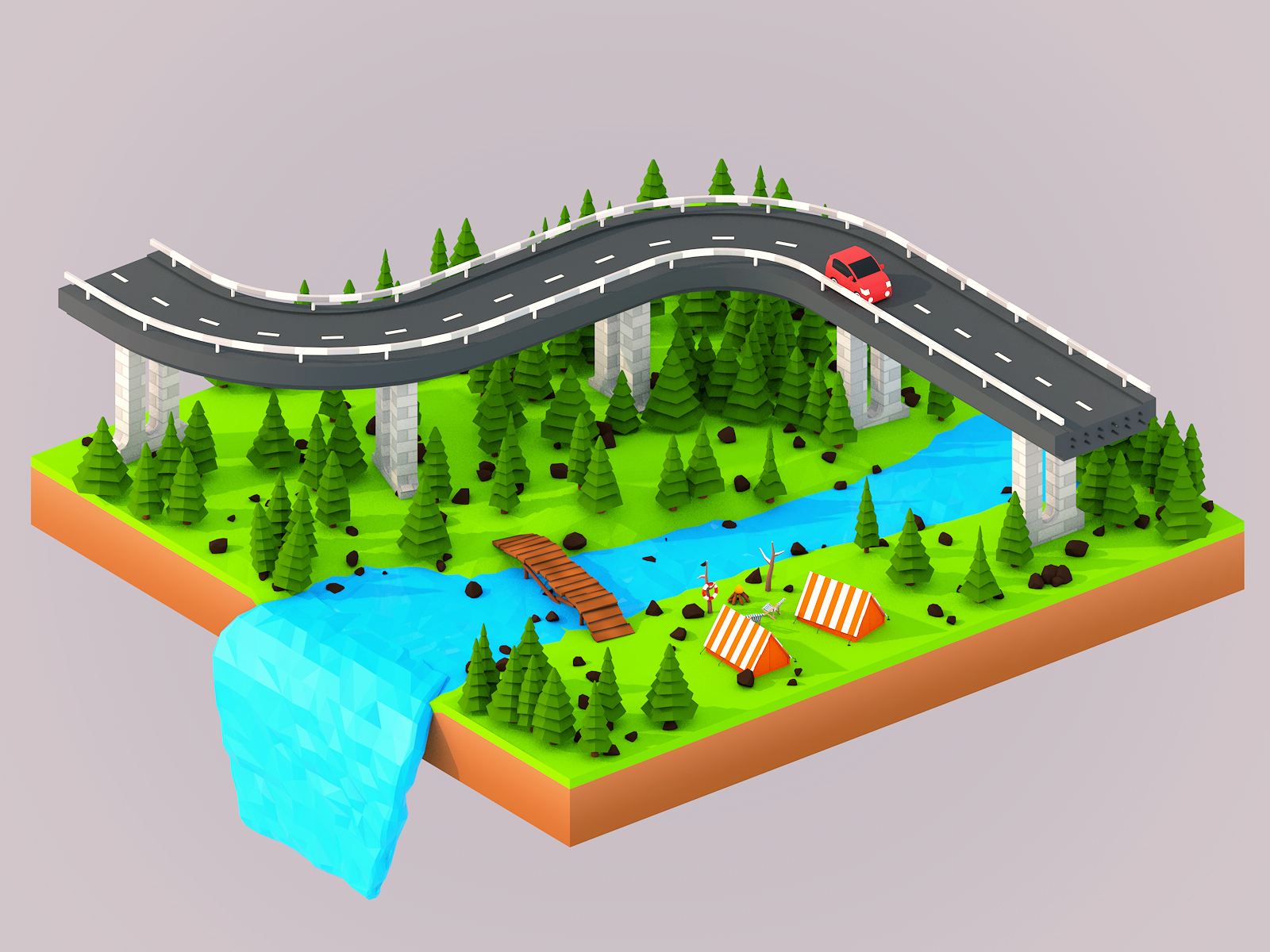 Isometric - Riverside Camping by Birju Raikwar on Dribbble