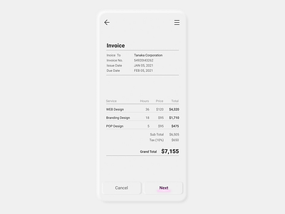 DialyUI 046 Invoice app dailyui design ui