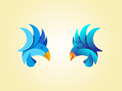 Rooster bird logo blue branding flat design gradient icon identity mark rooster rooster head symbol